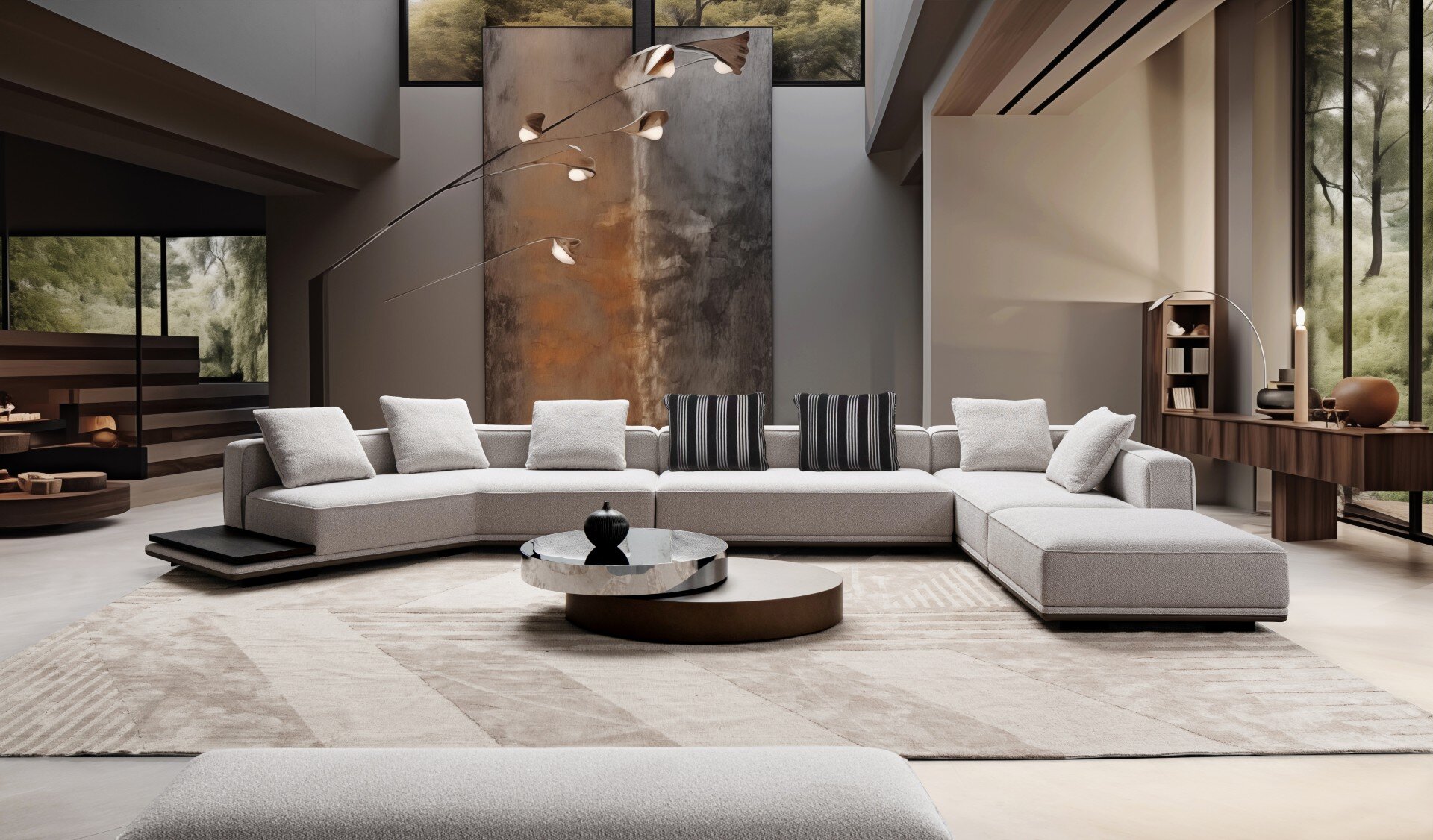 Modern corner sofa set (left) + Ottoman XF-562