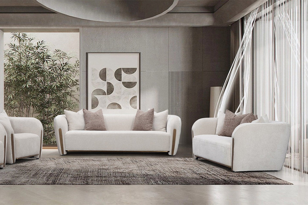 Modern beige 5 piece sofa set YP-8066