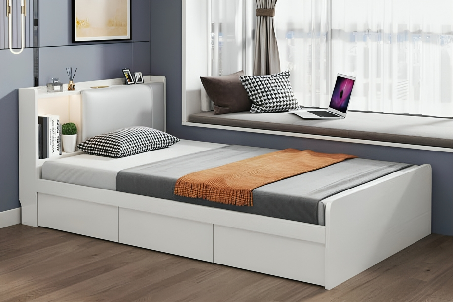 Modern white single bed 602