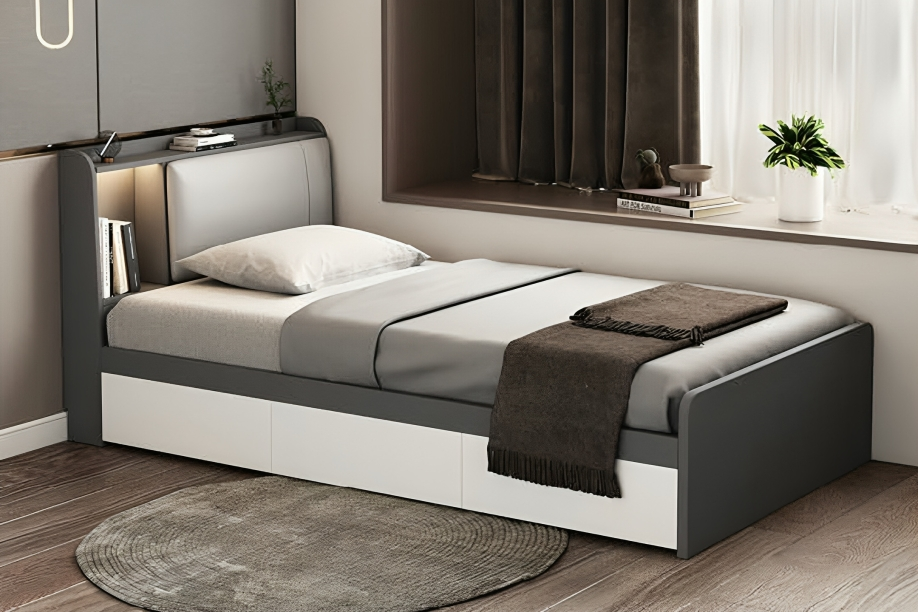 Modern gray single bed 602