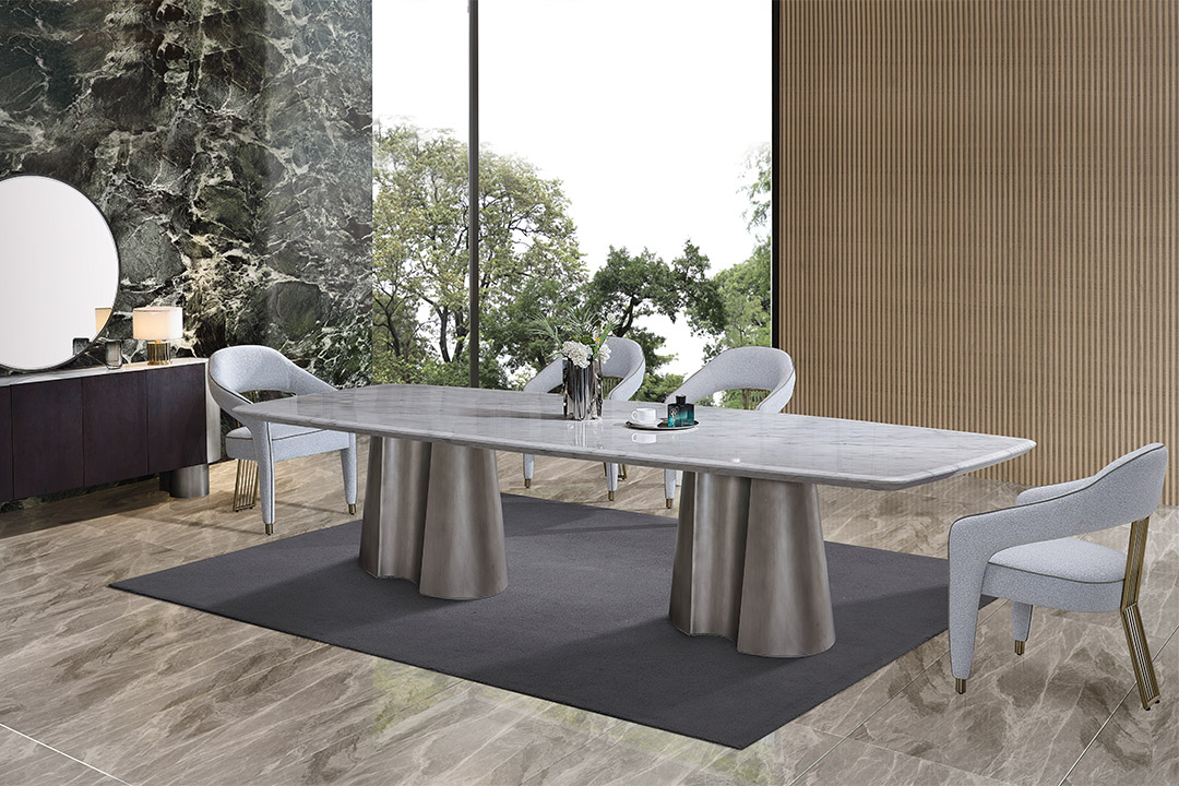 Modern dining table 12CH + buffet mirror 307