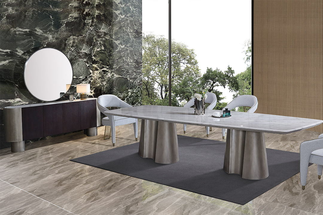 Modern dining table 12CH + buffet mirror 307