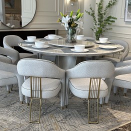 Round dining table 8 chairs modern 307
