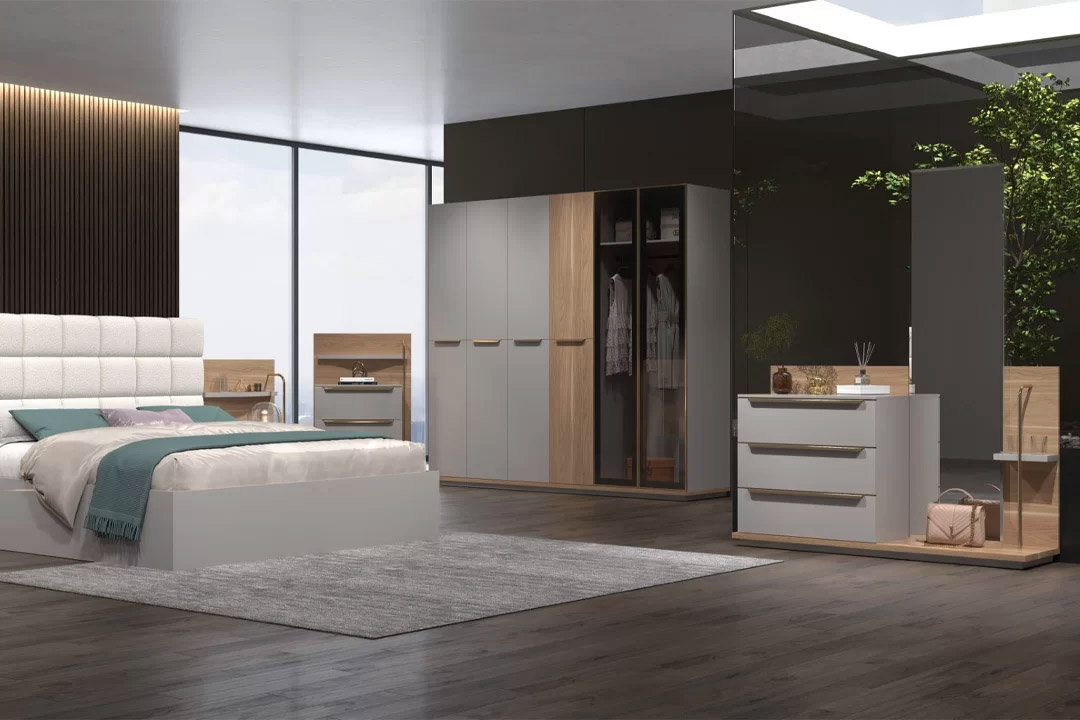 Modern bedroom set 8 door wardrobe, 259