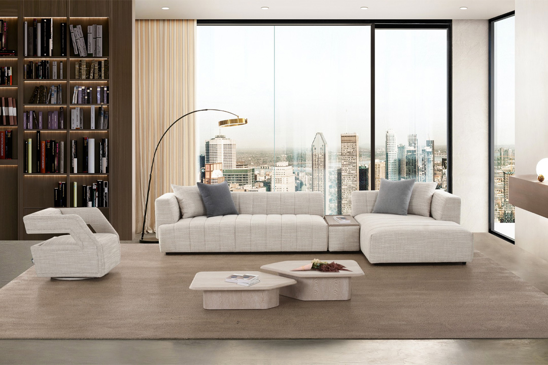 طقم كنب زاوية مع كرسي مفرد مودرن ZW-23035