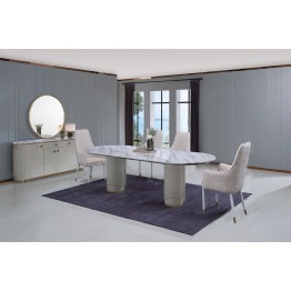 Dining table 10 chairs with modern mirror buffet 315