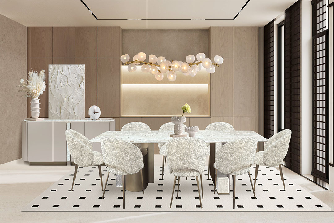 10-seat dining table with modern buffet Ym-D2491