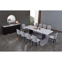 10-seat dining table with modern mirror buffet 324