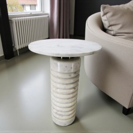 Modern side table, white marble, 47568-R