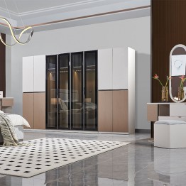 Modern bedroom set with 8-door wardrobe RI339