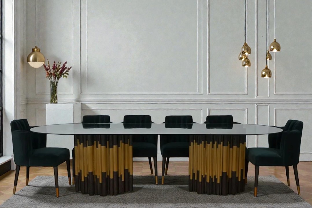 Dining table with 12 chairs, modern style, CAS-347