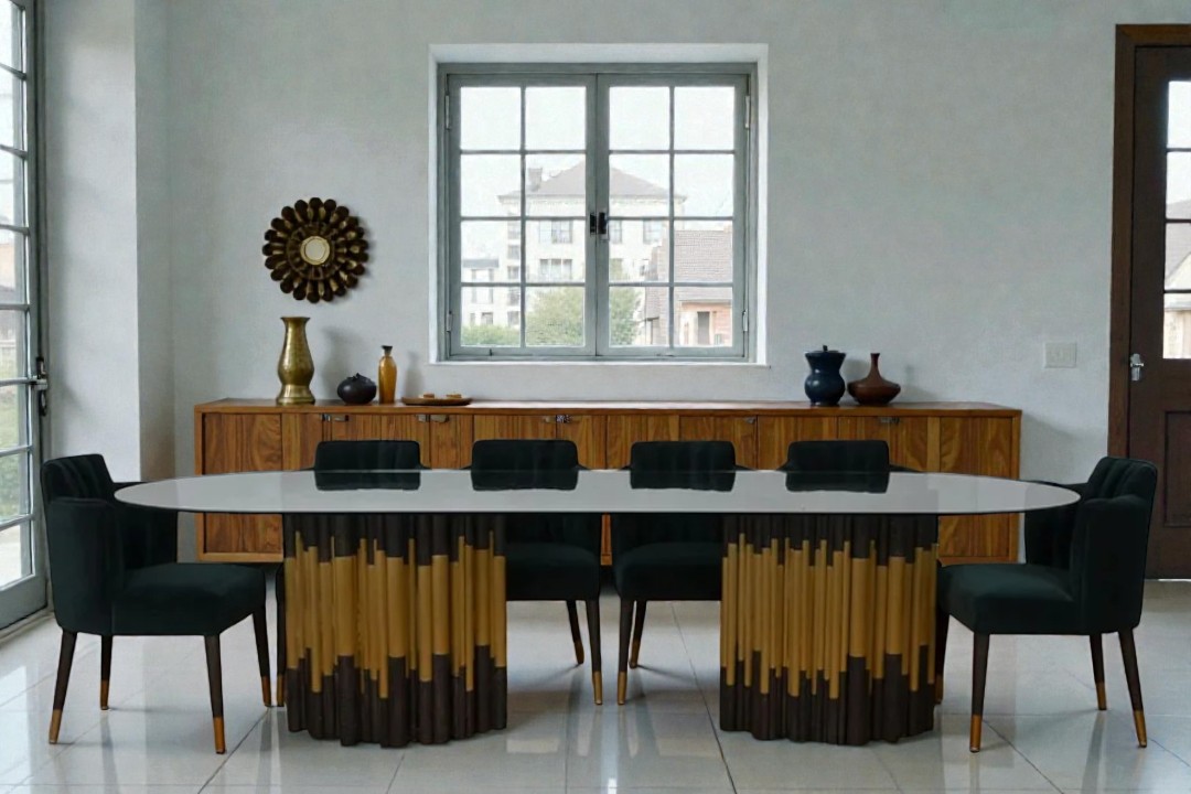 Dining table with 12 chairs, modern style, CAS-347