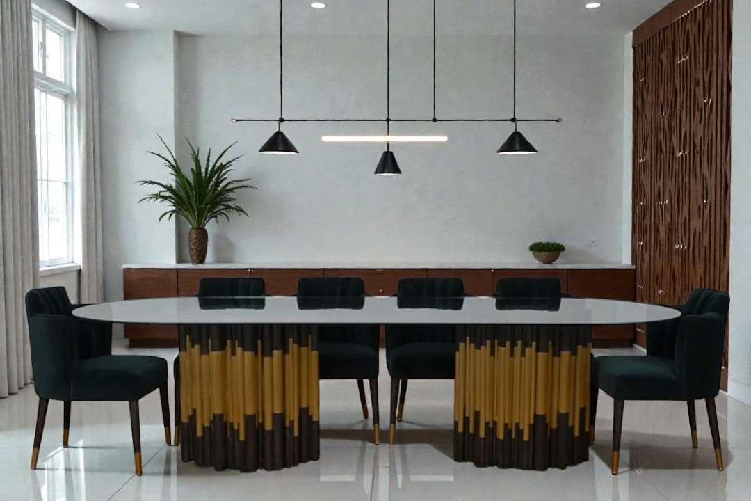 Dining table with 12 chairs, modern style, CAS-347