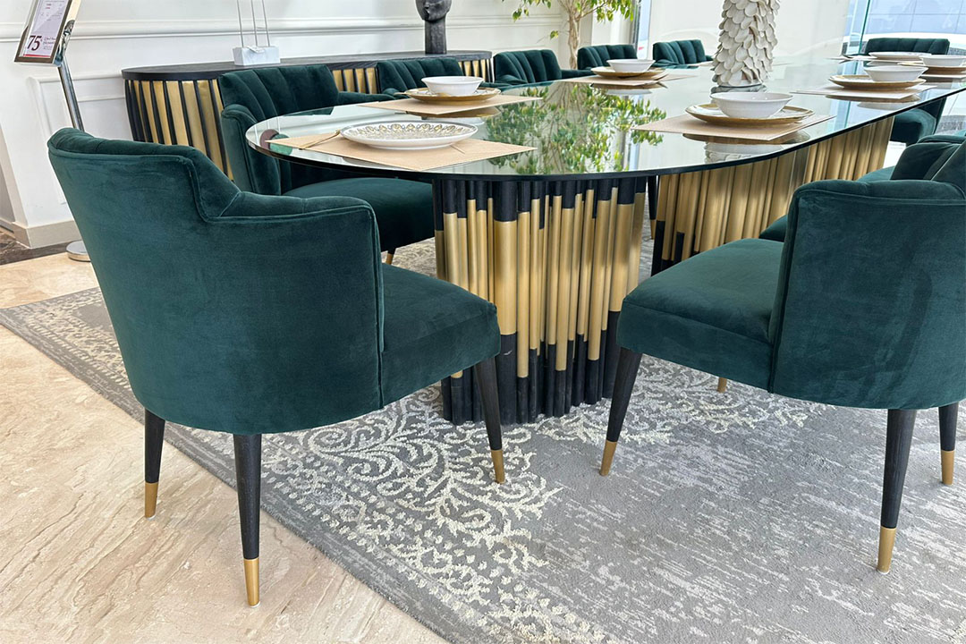 Dining table with 12 chairs, modern style, CAS-347