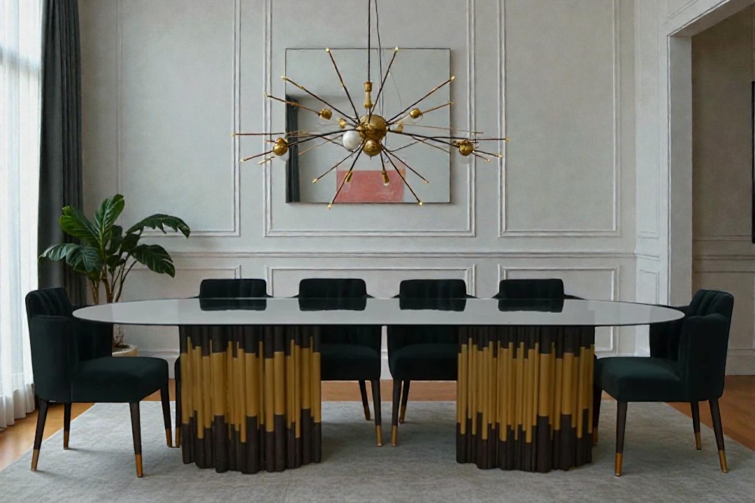 Dining table with 12 chairs, modern style, CAS-347