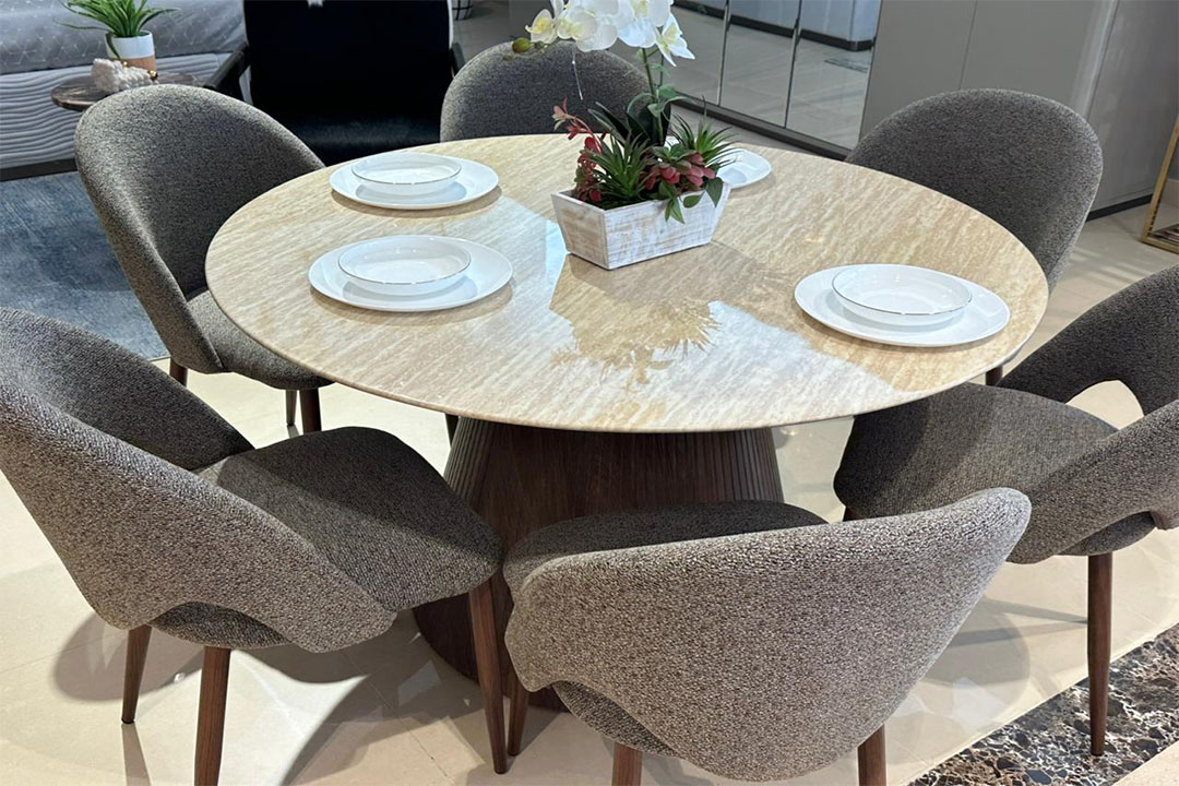طاولة طعام 6 كراسي مودرن دائرية  TG-2410/A389 