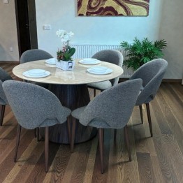 Dining table with 6 modern round chairs TG-2410/A389