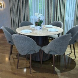 Dining table with 6 modern round chairs TG-2410/A389