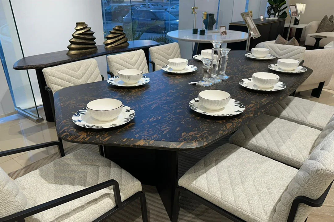 Dining table with 8 chairs and modern buffet LZ-406DT