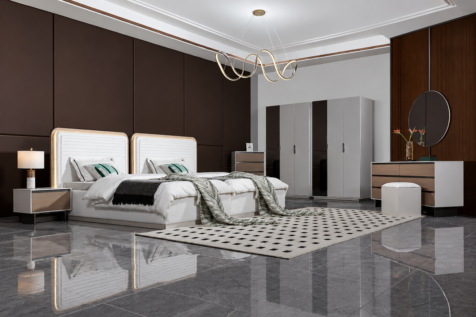غرفه نوم مفرد مودرن بسريرين 340-2B